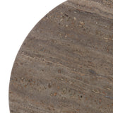 Light & Living Kimi Side Table in Dark Bronze and Brown Travertine