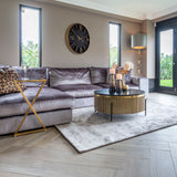 Richmond Interiors Ironville Brass Birch and Marble Round Coffee Table