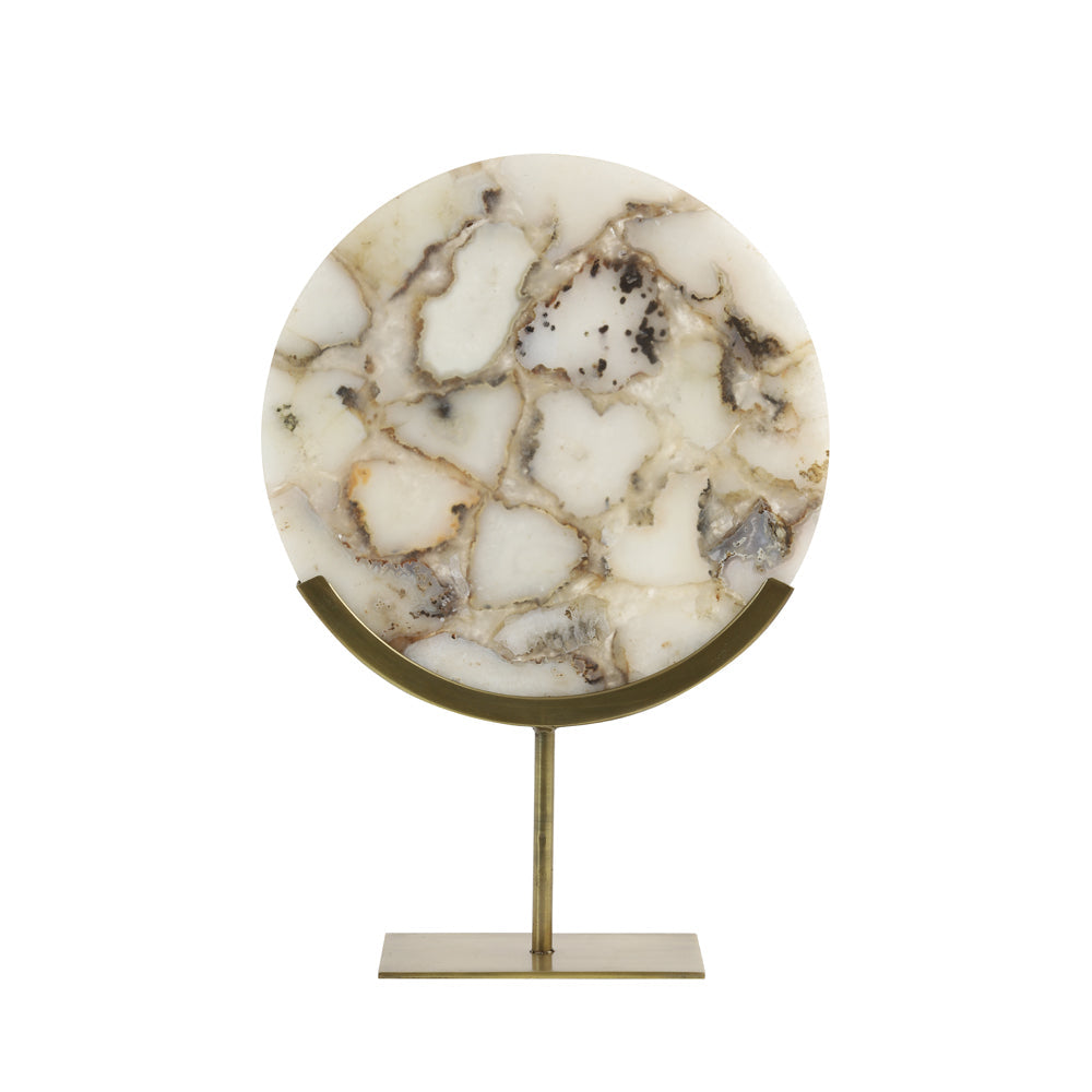 Light & Living Gouya Sculpture in White Agate and Antique Bronze – Excess Stock