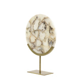 Light & Living Gouya Sculpture in White Agate and Antique Bronze