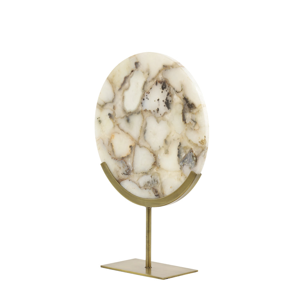 Light & Living Gouya Sculpture in White Agate and Antique Bronze