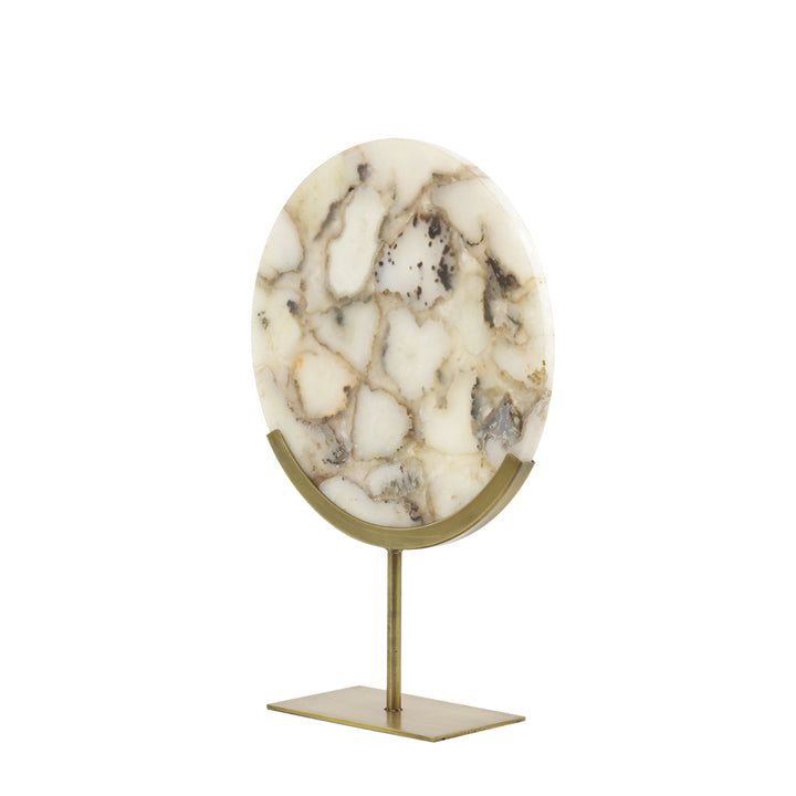 Light & Living Gouya Sculpture in White Agate and Antique Bronze