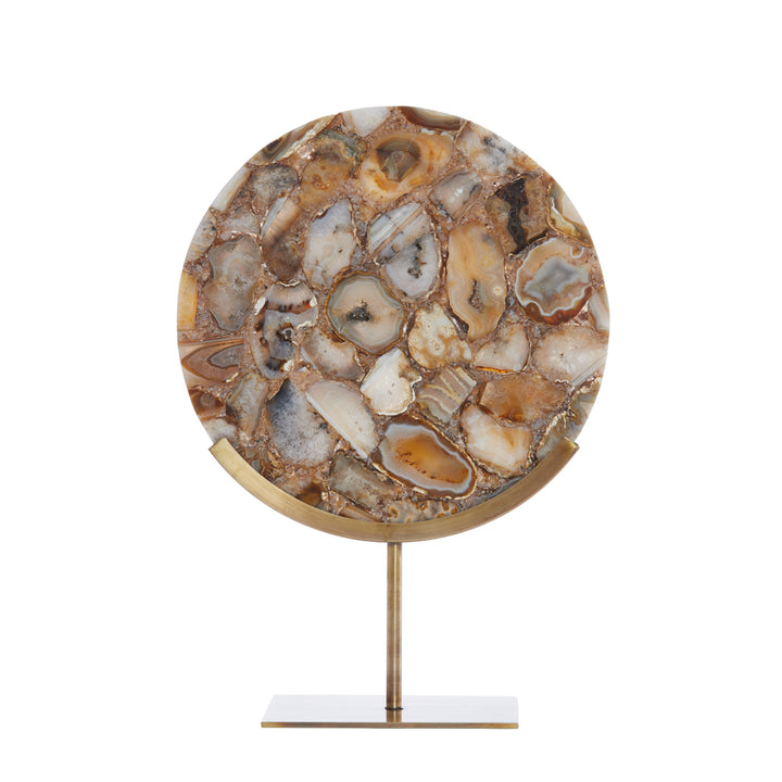 Light & Living Gouya Sculpture in Yellow Agate and Antique Bronze