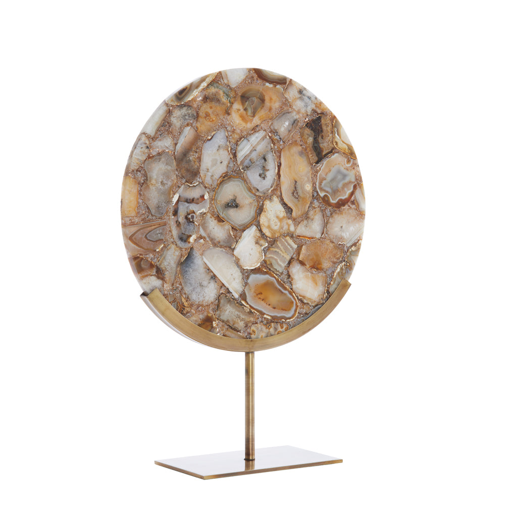 Light & Living Gouya Sculpture in Yellow Agate and Antique Bronze