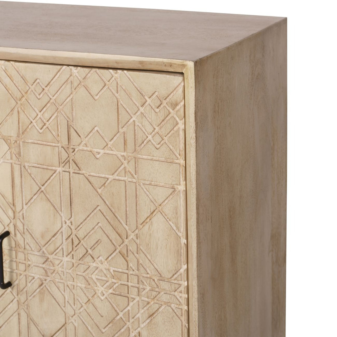 Libra Interiors Geometric Carved 2 Door Wooden Cabinet