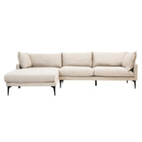 Alora 3 Seater Chaise Sofa - Cream - Left Facing