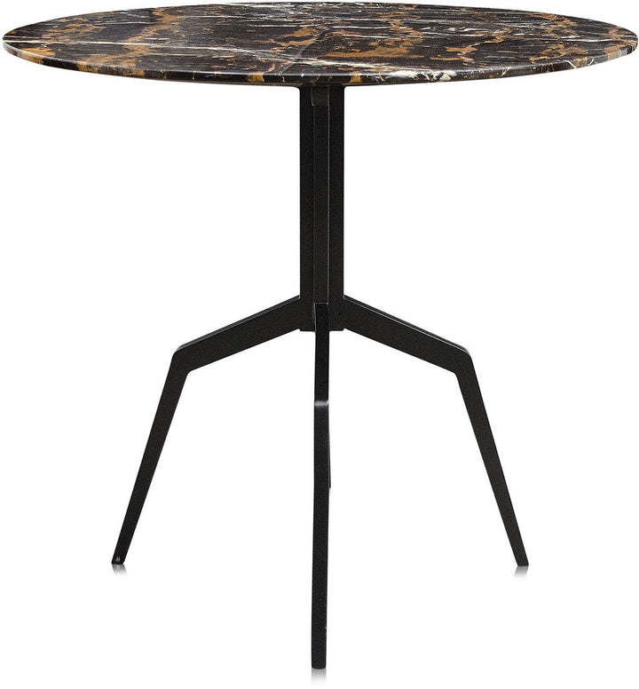 Baudillane Dining Table with Black Marble and Black Metal Legs – 80cm