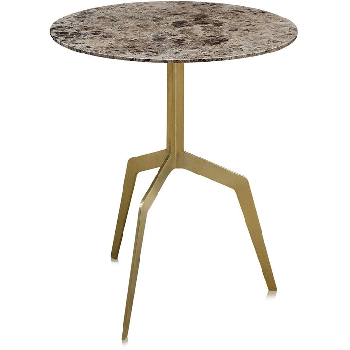 Baudillane Side Table with Brown Marble and Brushed Gold Legs