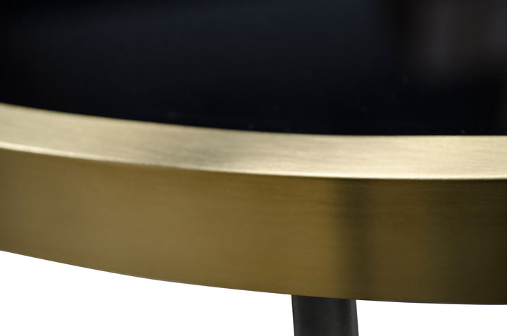 Kaisley Dining Table with Brushed Gold and Glass - 110cm