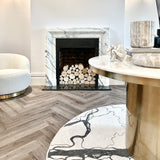 Liang & Eimil Camden Large Dining Table in Creamy White Marble & Brass - Medium