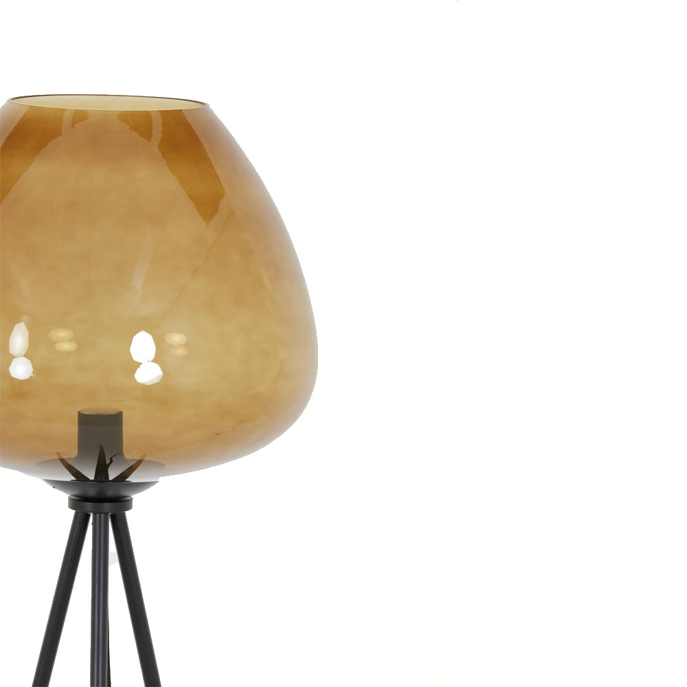 Light & Living Mayson Floor Lamp in Matt Black and Brown Glass