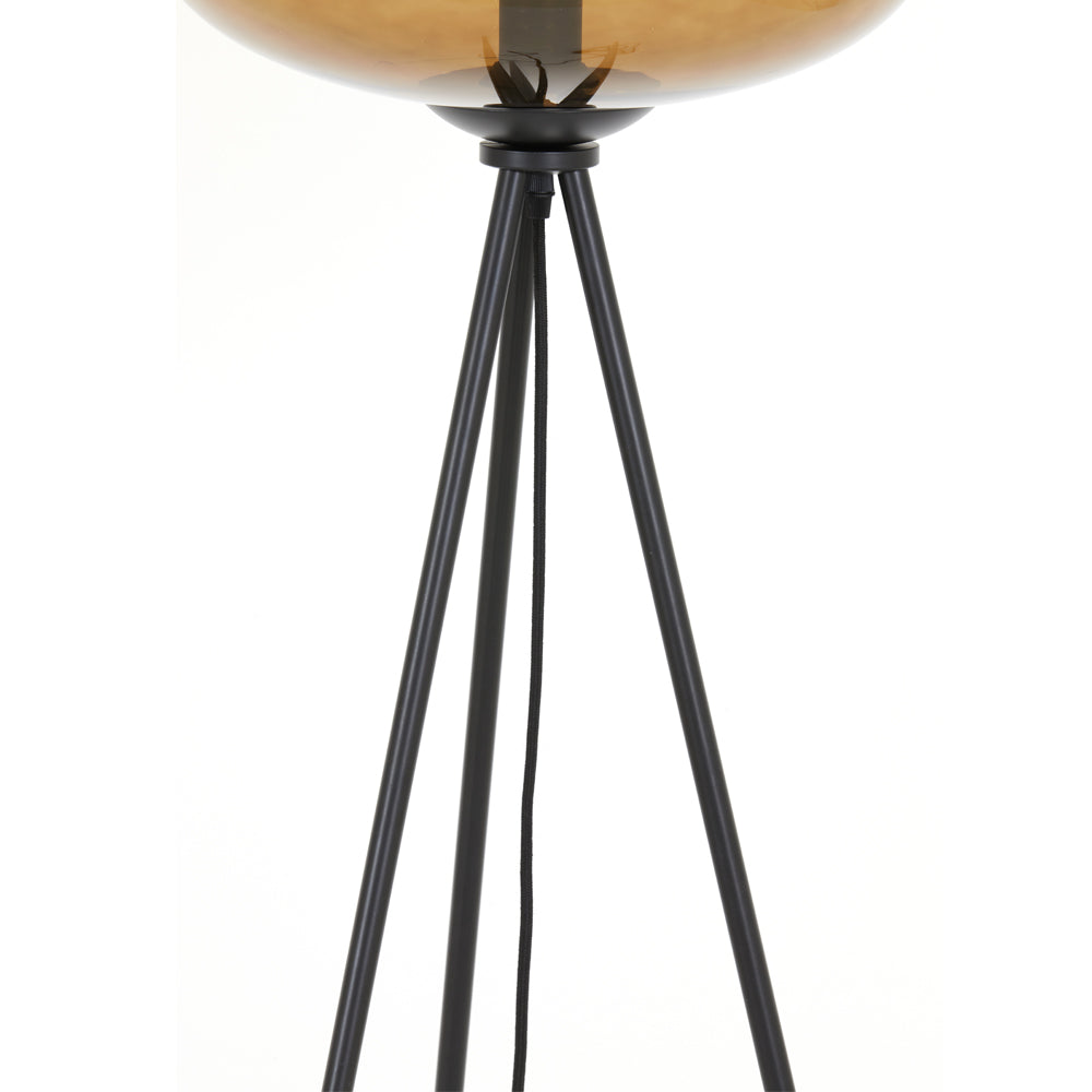 Light & Living Mayson Floor Lamp in Matt Black and Brown Glass