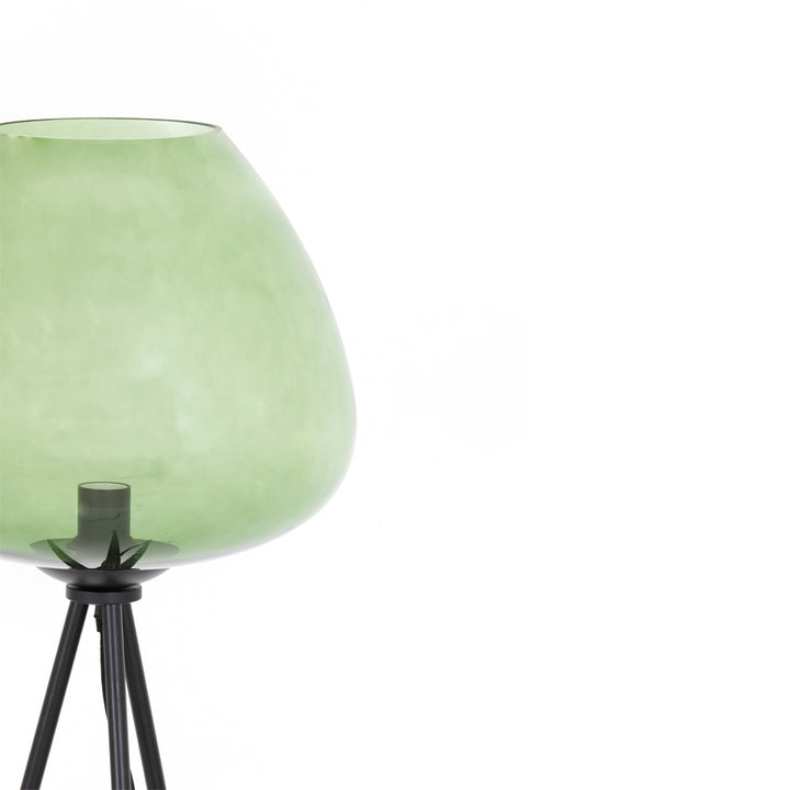 Light & Living Mayson Floor Lamp in Matt Black and Green Glass