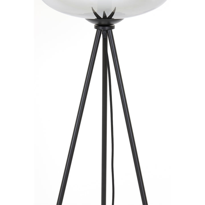 Light & Living Mayson Floor Lamp in Matt Black and Smoked Grey Glass