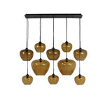 Light & Living Mayson Hanging Lamp in Matt Black and Brown Glass – 10 Lights