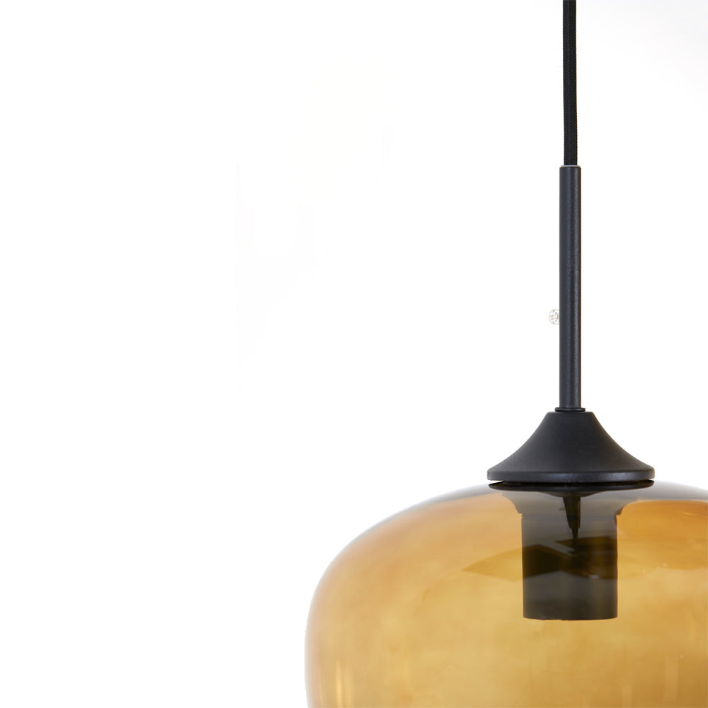 Light & Living Mayson Hanging Lamp in Matt Black and Brown Glass – 10 Lights