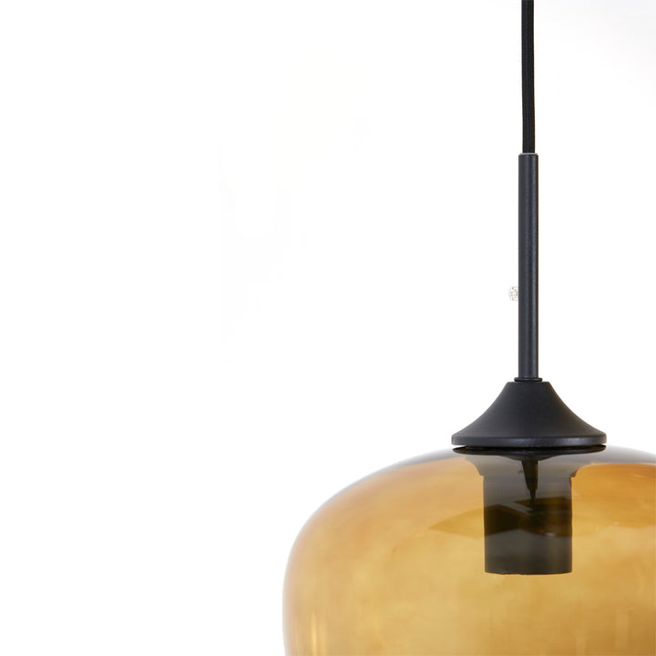 Light & Living Mayson Hanging Lamp in Matt Black and Brown Glass – 10 Lights