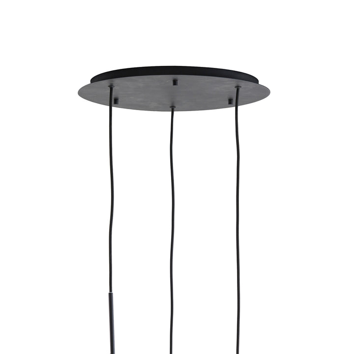 Light & Living Mayson Hanging Lamp in Matt Black and Brown Glass – 3 Lights