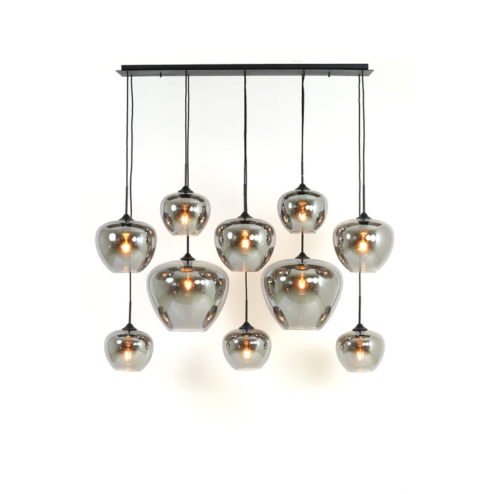 Light & Living Mayson Hanging Lamp in Matt Black and Smoked Glass – 10 Lights