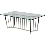 Libra Interiors Abington Coffee Table with Stainless Steel Frame and Clear Glass
