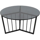 Libra Interiors Abington Round Coffee Table with Black Frame and Tinted Glass