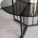 Libra Interiors Abington Round Coffee Table with Black Frame and Tinted Glass