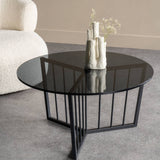 Libra Interiors Abington Round Coffee Table with Black Frame and Tinted Glass