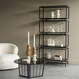 Libra Interiors Abington Round Coffee Table with Black Frame and Tinted Glass