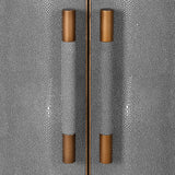 Dellora Bar Cabinet in Oak and Faux Shagreen