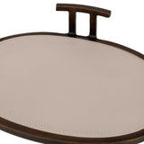 Eccotrading Arunya Oval Cocktail Table – Dorato Bronze and Pumice Leather