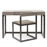 Eccotrading Compact Desk and Chair - French Grey Leather
