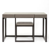 Eccotrading Compact Desk and Chair - French Grey Leather