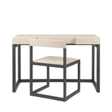 Eccotrading Compact Desk and Chair - Woven Pumice Leather