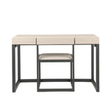 Eccotrading Compact Desk and Chair - Woven Pumice Leather