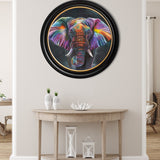Elephant Print 'Wisdom' by Amy Ansell - Oxford Round Frame