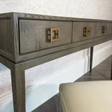 Fernsby Squares Console Table with Oak and Brass