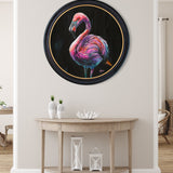 Flamingo Print 'Florrie' by Amy Ansell - Oxford Round Frame