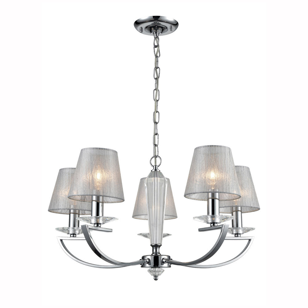 Franklite Artemis Chrome Pendant Light – 5 Lights with Shades
