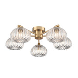 Franklite Harvest Flush Fitting – 5 Lights – Aged Brass