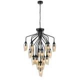Franklite Taper 22 Light Chandelier – Amber Glass
