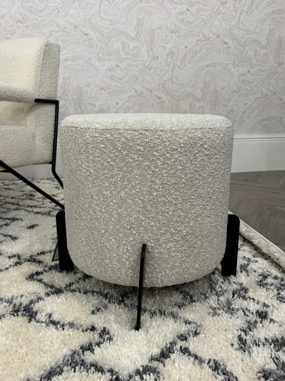 Liang & Eimil Koldrum Stool with Matt Black Steel and Boucle Sand Fabric – Second