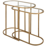 Keiichi Slide Nesting Tables – Antique Brushed Gold