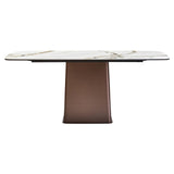 Leandro Dining Table – White Ceramic Marble Effect