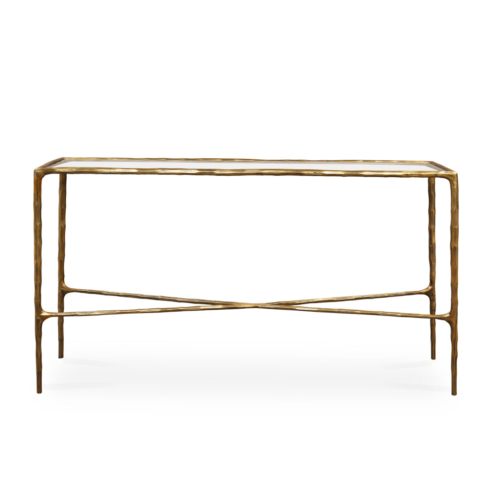 Liang & Eimil Cobra Console Table – Textured Antique Brass and Glass ...