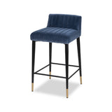 Liang & Eimil Coltrane Counter Stool with Gainsborough Cobalt Blue Velvet