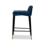 Liang & Eimil Coltrane Counter Stool with Gainsborough Cobalt Blue Velvet