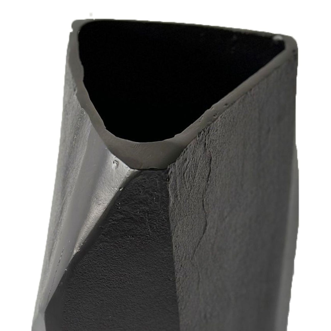Libra Interiors Cast Aluminium Faceted Vase – Charcoal Black Finish