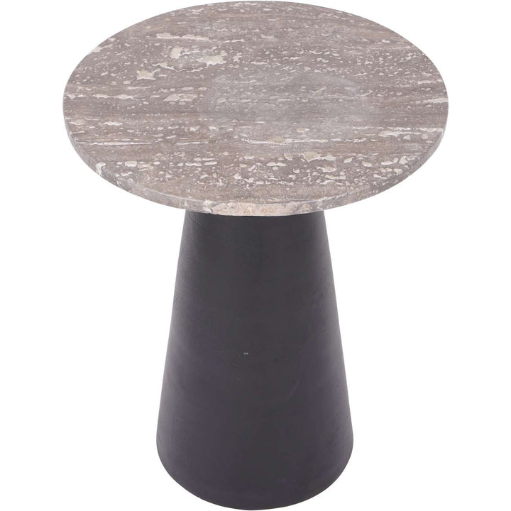 Libra Interiors Clifton II Side Table in Charcoal Black and Travertine