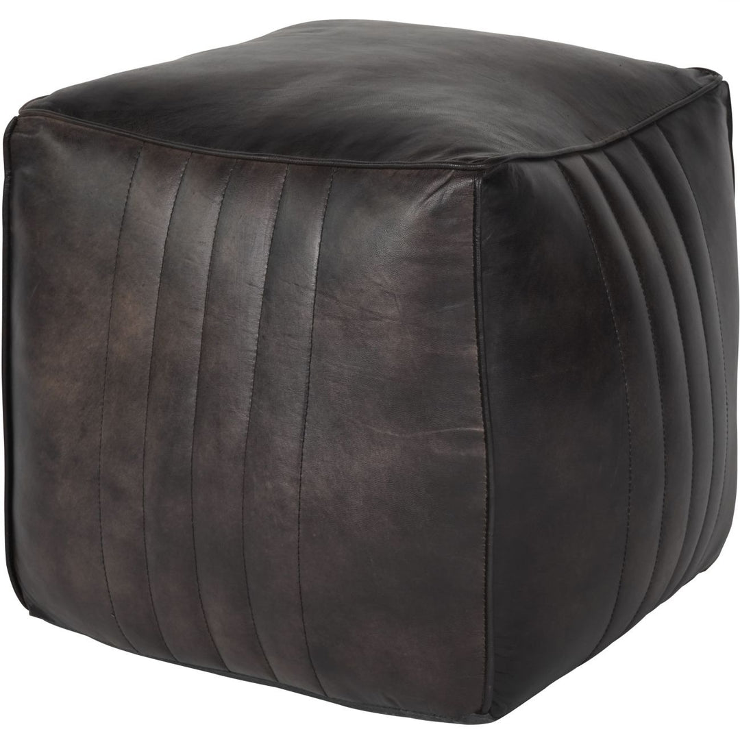 Libra Interiors Cube Pouffe – Charcoal Grey Leather