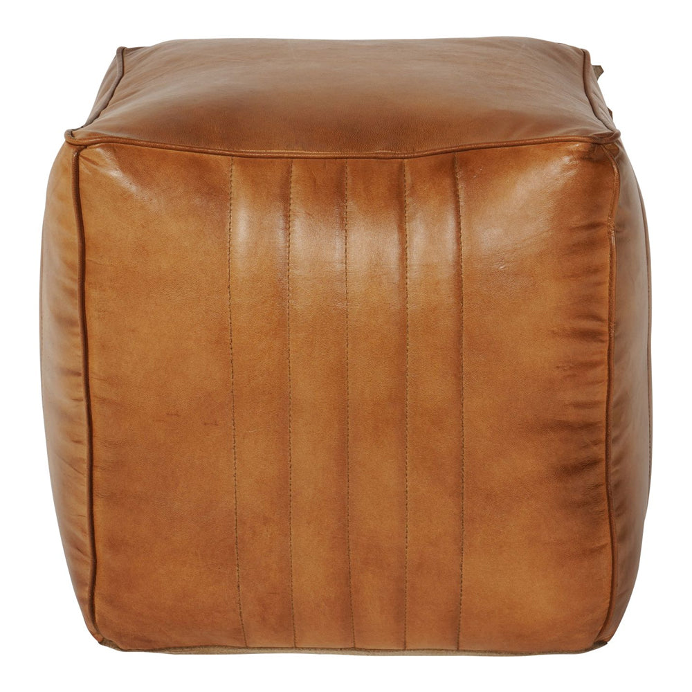 Libra Interiors Cube Pouffe – Cognac Leather